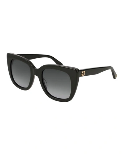 Gucci Gg0163s-30001723008 Cat Eye Sunglasses In Black Pattern