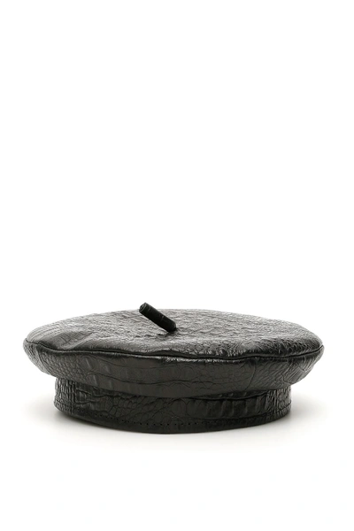 Ruslan Baginskiy Croc-print Beret In Black (black)