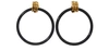 BALENCIAGA HOOP M EARRINGS,569845-TZ89J/MDGHT GLTR/ANT GOLD