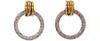 BALENCIAGA HOOP XS EARRINGS,569843-TZ89J/PNK BL GLTR/ANT GOLD