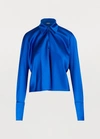 Balenciaga Stretch Satin Drape Back Shirt In Blue