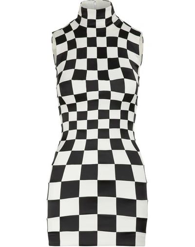 Balenciaga 3d Check Short Dress In Black / White