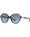 Tory Burch 57mm Polygon Inlaid Sunglasses In Black/grey Blue Gradient