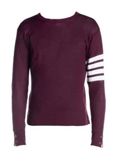 Thom Browne Wool Crewneck Pullover Sweater In Burgundy