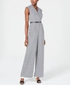 CALVIN KLEIN MINI-CHECK BELTED JUMPSUIT