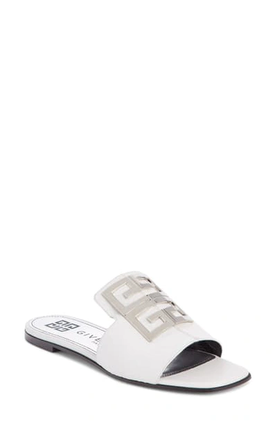 Givenchy 4g Flat Slide Sandal Mules In White