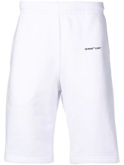 Off-white Logo Print Track Shorts In Weiss