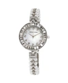 ADRIENNE VITTADINI COLLECTION WOMEN'S SILVER QUARTZ WATCH WITH ROMAN NUMERALS AND MOTHER OF PEARL DIAL AND STONE ACCENT