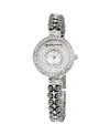 ADRIENNE VITTADINI COLLECTION WOMEN'S SILVER ANALOG QUARTZ WATCH WITH MOTHER OF PEARL DIAL AND DARK STONE ACCENT STRAP