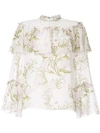 GIAMBATTISTA VALLI FLORAL PRINTED RUFFLE DETAIL BLOUSE