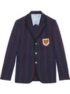 GUCCI STRIPED COTTON JACKET WITH PATCH