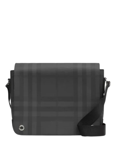 Burberry London Check And Leather Satchel In Dk Charcoal