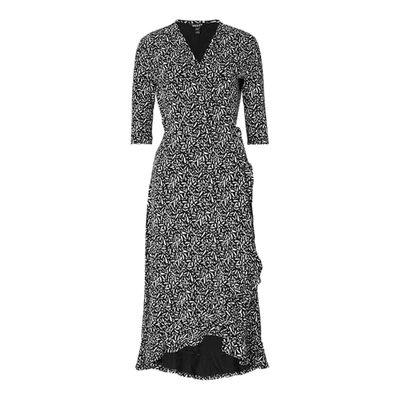 Baukjen Neesha Wrap Dress In Black & White Brush Print