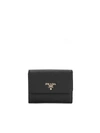 Prada Saffiano Tri-fold Wallet In Nero
