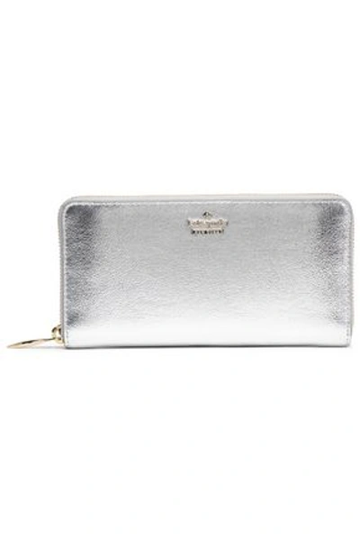 Kate Spade New York Woman Highland Drive Metallic Leather Continental Wallet Silver