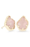 Kendra Scott Tessa Stone Stud Earrings In Rose Quartz/ Gold