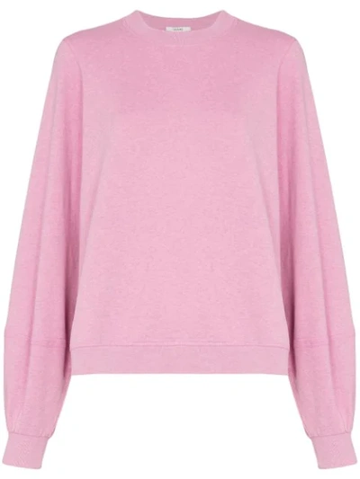 Ganni Isoli Balloon-sleeved Cotton Sweatshirt In Pink
