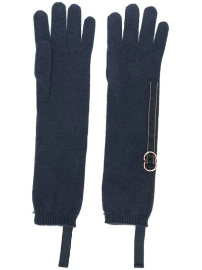 Brunello Cucinelli Handschuhe Mit Perlen In C7186 Blu Freddo