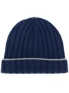 Brunello Cucinelli Ribbed Cashmere Knit Beanie In Blue