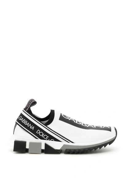 Dolce & Gabbana Running Knit Sneakers In Bianco Nero (white)