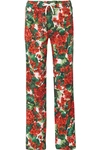 DOLCE & GABBANA INTARSIA-TRIMMED FLORAL-PRINT CADY TRACK trousers