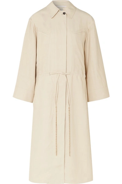 Tre By Natalie Ratabesi The Roma Embellished Canvas Trench Coat In Beige
