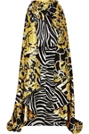 VERSACE ASYMMETRIC PRINTED SATIN SKIRT