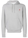 Ami Alexandre Mattiussi Hoddie Sweatshirt With Red Ami De Coeur Patch In Grey
