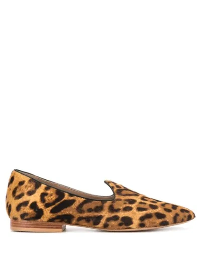 Le Monde Beryl Venetian Leopard-print Calf-hair Slipper Shoes