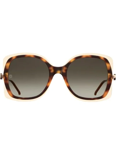 Elie Saab Square Tinted Sunglasses In Brown