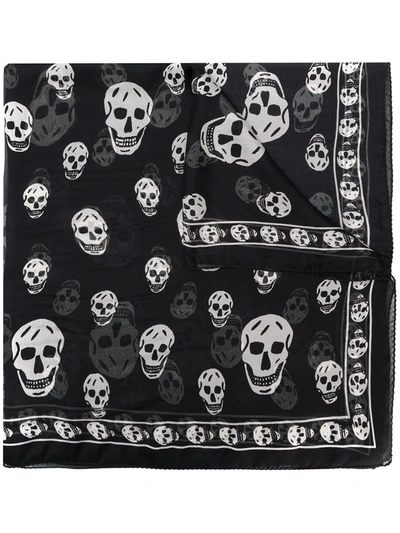 Alexander Mcqueen Skull-print Silk Scarf In Black