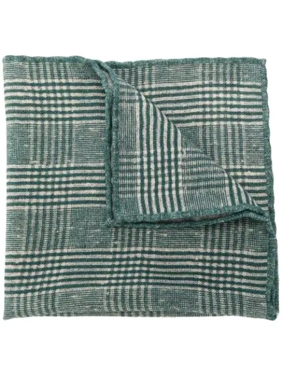 Brunello Cucinelli Men's Plaid Wool Pocket Square In Dark Green