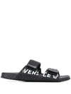 VERSACE CONTRAST LOGO SANDALS