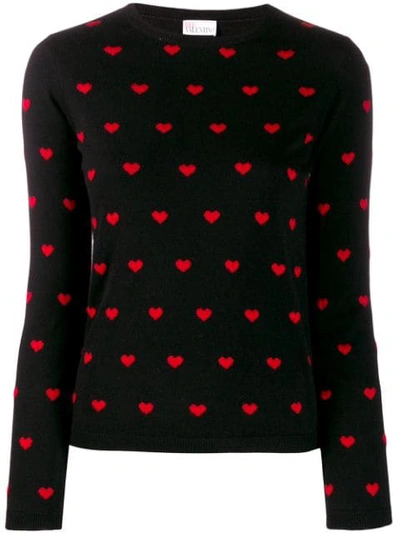 Red Valentino Heart Cashmere Blend Intarsia Jumper In Black/red