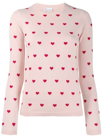 Red Valentino Heart Cashmere Blend Intarsia Jumper In 517 Rosa