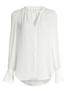 Joie Women's Tariana Silk Covered Button Blouse In Porcelain