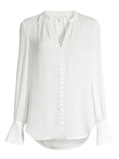 Joie Women's Tariana Silk Covered Button Blouse In Porcelain