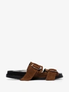 GANNI GANNI BROWN FLAT DUAL STRAP SUEDE SANDALS,S096413807008