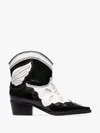 GANNI GANNI BLACK AND WHITE TEXAS 40 TWO-TONE PATENT LEATHER COWBOY BOOTS,S096013807025