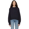 HELMUT LANG HELMUT LANG NAVY WOOL AND COTTON SWEATER