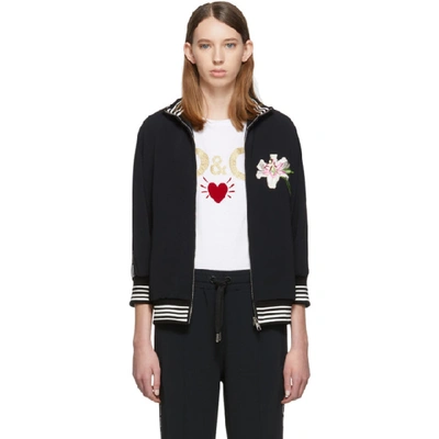 Dolce & Gabbana Lily Embroidered Track Jacket In Black