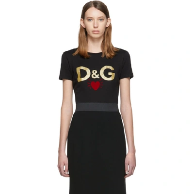 Dolce & Gabbana Dolce And Gabbana Black Dg Heart T-shirt