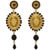 DOLCE & GABBANA DOLCE AND GABBANA GOLD AND BLACK CRYSTAL MADONNA EARRINGS