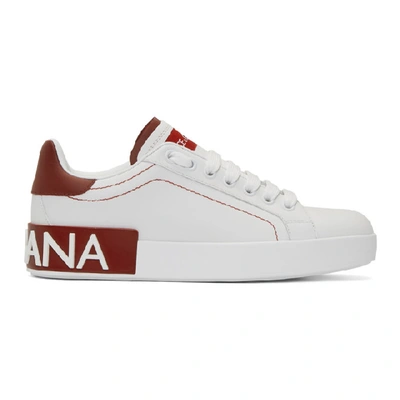 Dolce & Gabbana Dolce And Gabbana White And Red Portofino Sneakers In White,red