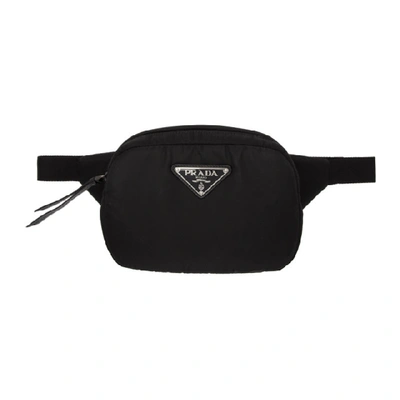 Prada Leather-trimmed Shell Belt Bag In Black