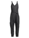 Brunello Cucinelli Grisaille Wool Cargo Jumpsuit In Charcoal