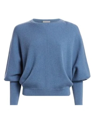 Brunello Cucinelli Balloon-sleeve Cashmere Sweater In Blue Moon
