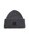 Acne Studios Pansy N Face Wool-blend Beanie In Dark Gery Melange