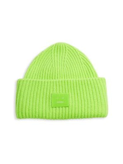 Acne Studios Pansy N Face Wool-blend Beanie In Lime Green