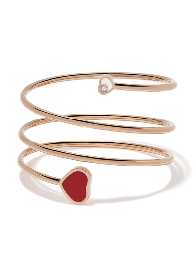 Chopard 18kt Rose Gold Happy Hearts Diamond And Red Stone Bangle